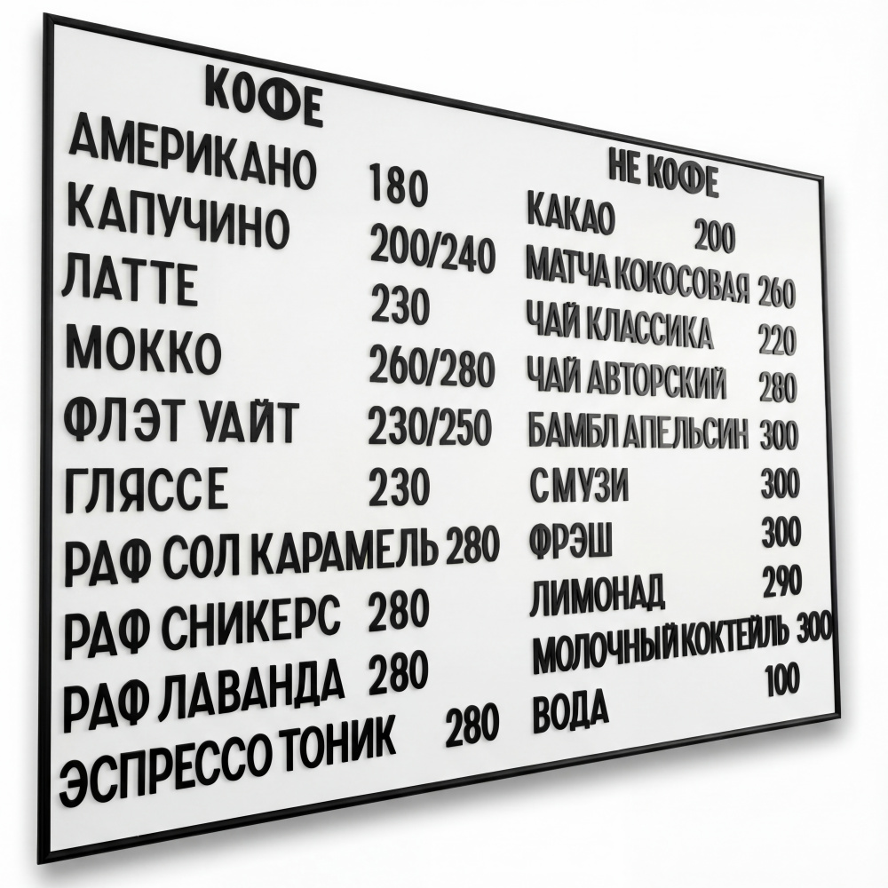 Наборное магнитное меню на щите арт. U8 (500 символов)