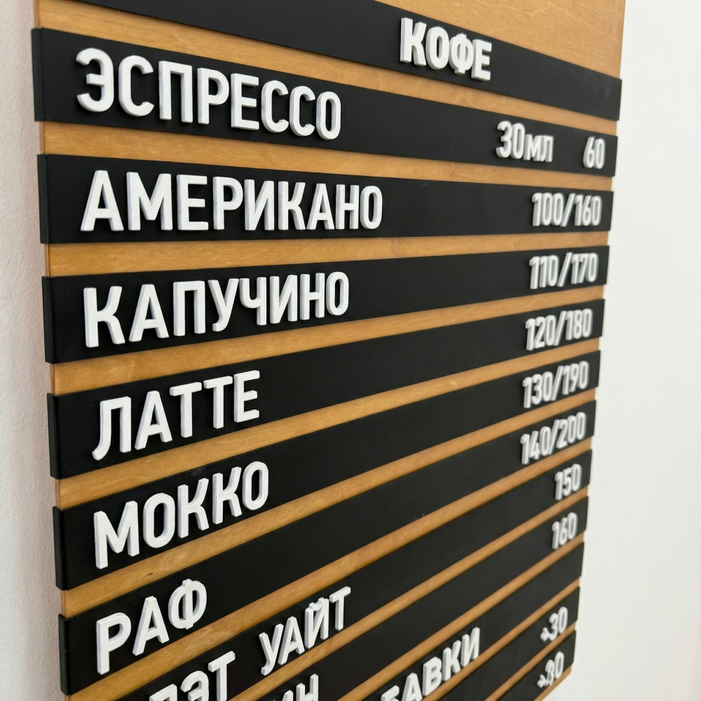 Настенное наборное меню арт. U10