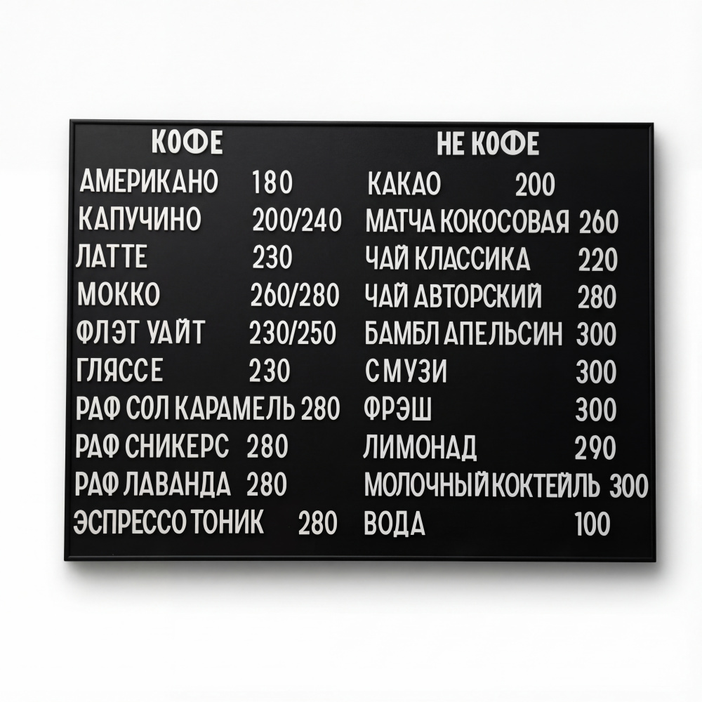 Наборное магнитное меню на щите арт. U8 (500 символов)